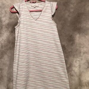 LOFT RUFFLE SLEEVE V-NECK SWING DRESS XS